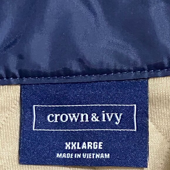 Crown Ivy Quilted Popover Jacket Womens XXL Khaki Beige Preppy Nautical Sporty - Picture 4 of 5